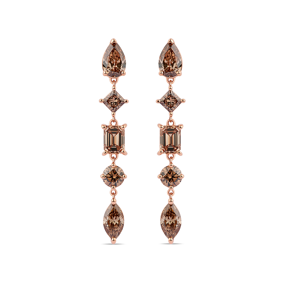 1.0 ct Round Brilliant Cut Brown Champagne Simulated Diamond Drop Dangle Earrings Solid 14k Rose Gold Anniversary Birthday Bridal outlet Gift