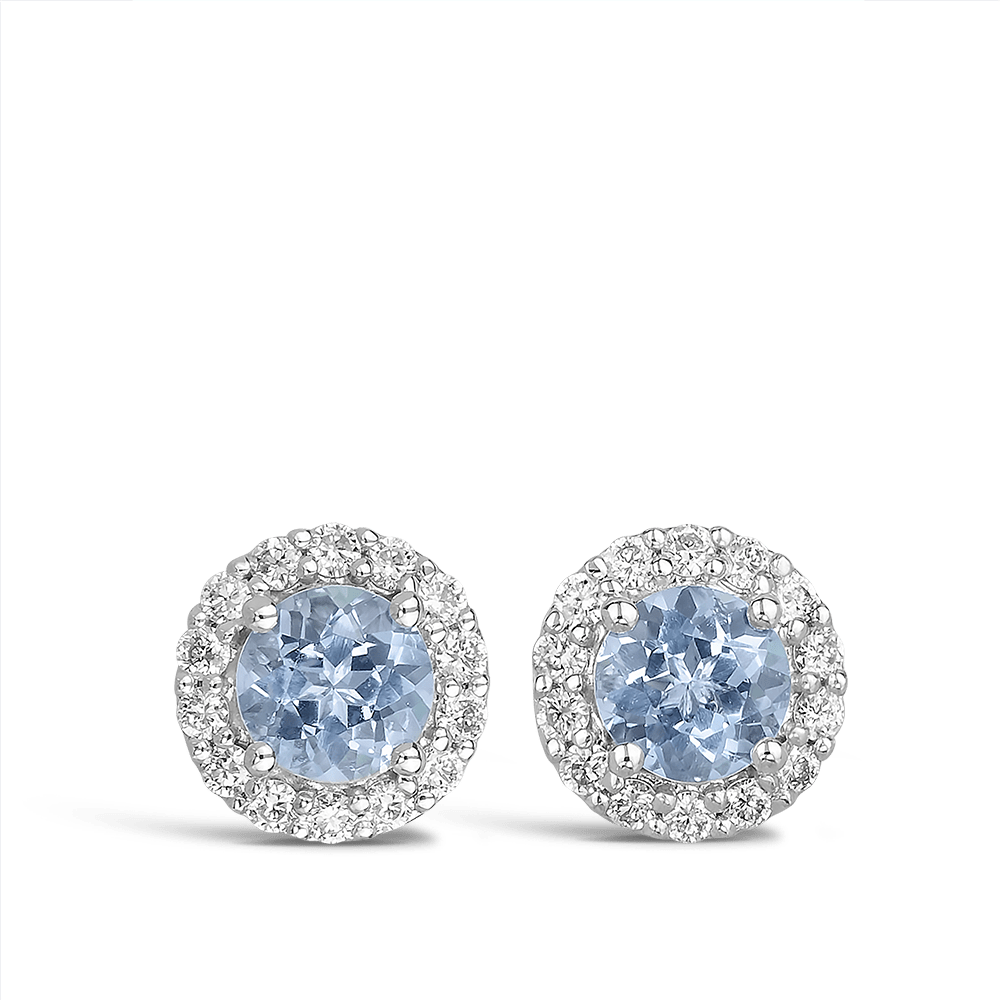 Aquamarine and sale diamond stud earrings