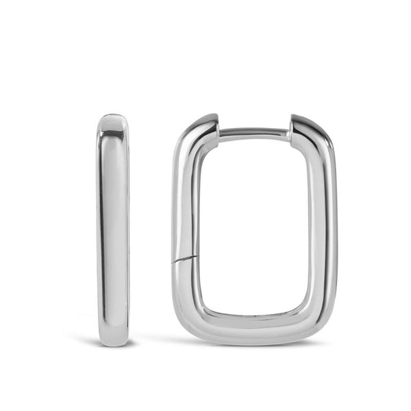 Paperclip Huggie Earrings in 18ct White Gold