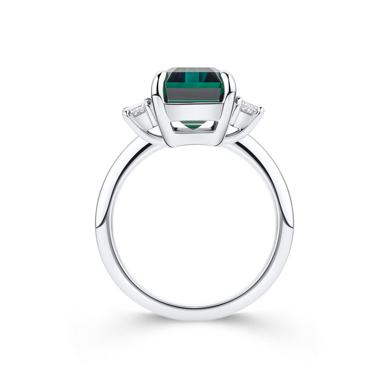 9.63ct Lagoon Tourmaline and 0.82ct Diamond Ring in 18ct White Gold