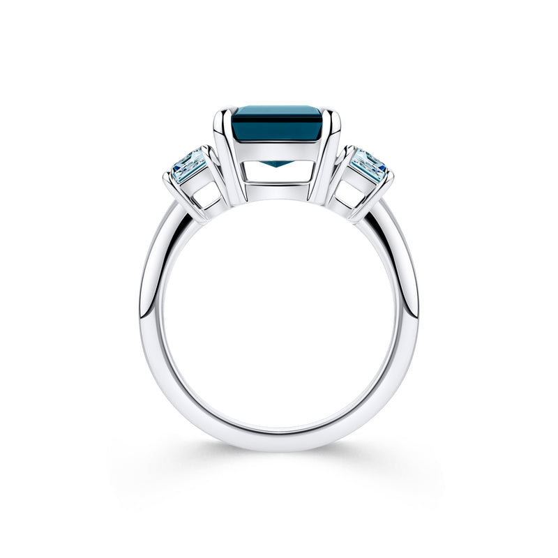 6.74ct Blue Tourmaline and 1.00ct Aquamarine Ring in 18ct White Gold