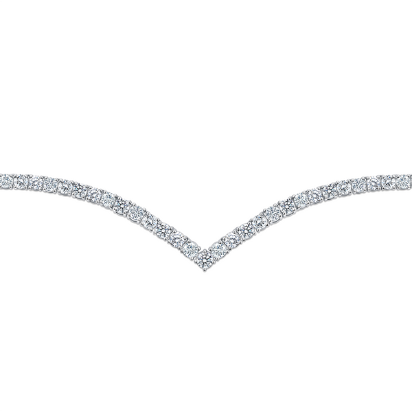 11.00 Carat Diamond Vee Tennis Necklace in 18ct White Gold