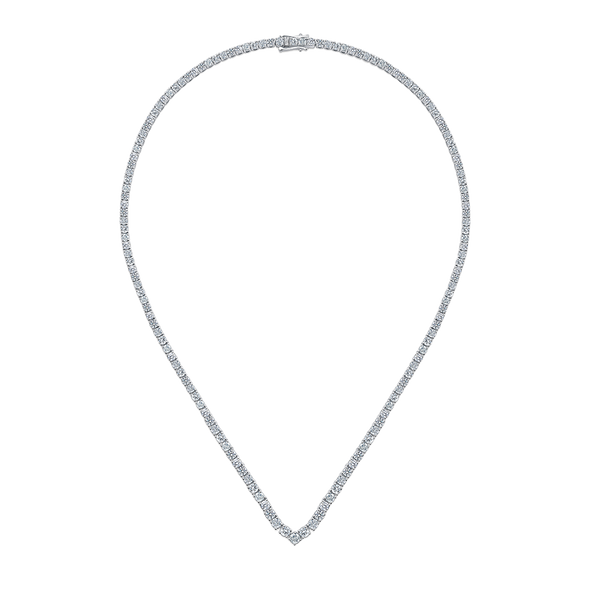 11.00 Carat Diamond Vee Tennis Necklace in 18ct White Gold