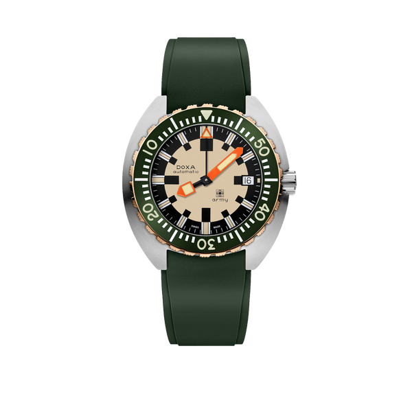 DOXA Army Green Stainless Steel & Bronze Rubber Strap 785.60.031.26