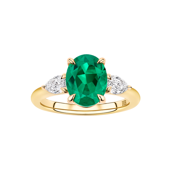 2.81ct Emerald and 0.52ct Diamond Ring in 18ct Yellow Gold