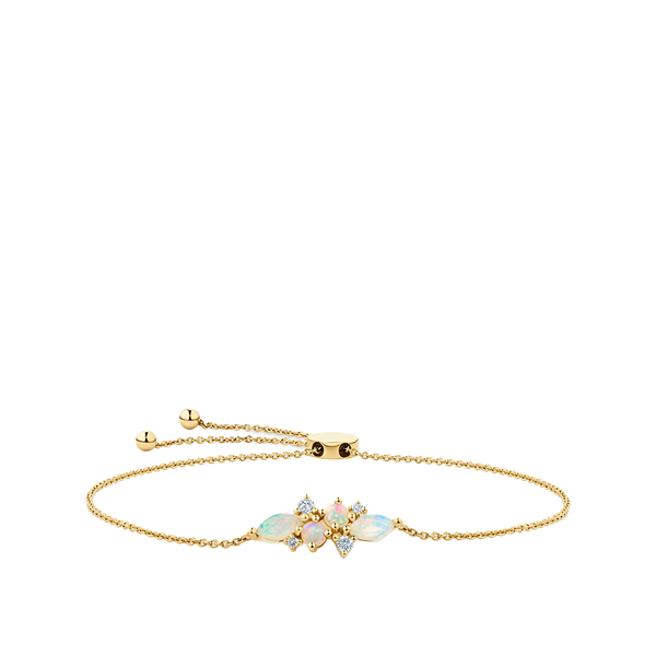 Elysian Diamond and Australian Opal Cluster Bracelet in 18ct Yellow Gold