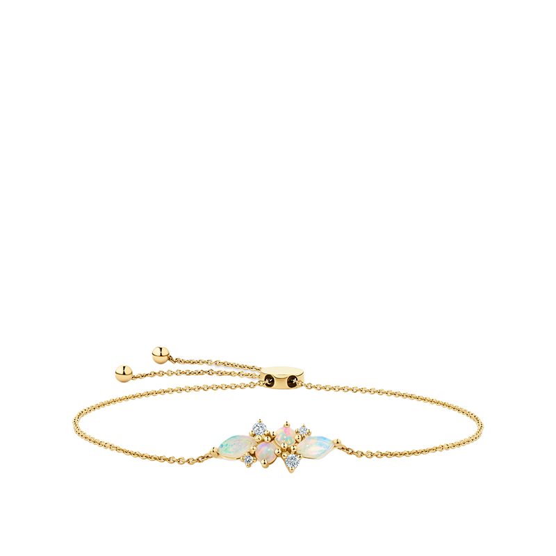 Elysian Diamond and Australian Opal Cluster Bracelet in 18ct Yellow Gold