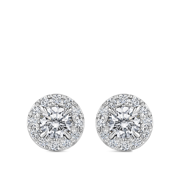 Halo Diamond Earrings in 18ct White Gold