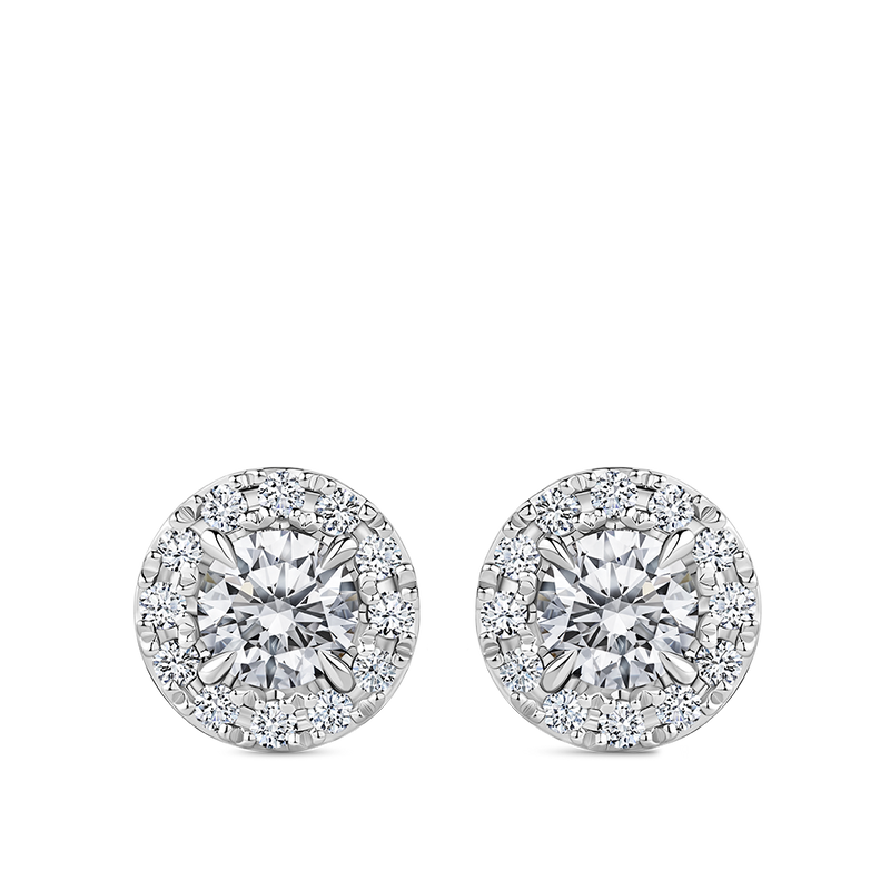 Halo Diamond Earrings in 18ct White Gold