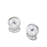 Deakin & Francis Sterling Silver Mother of Pearl and Sapphire Cufflinks