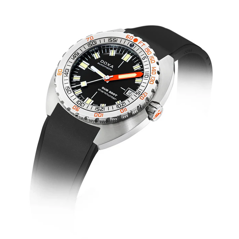 DOXA SUB 300T BLACK STAINLESS STEEL RUBBER STRAP 840.10.101.20