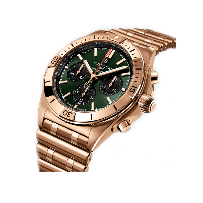 Breitling Chronomat B01 Chronograph Green 18ct Rose Gold 42.00mm