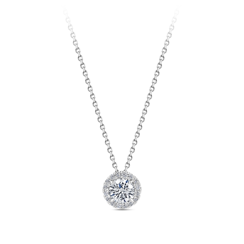 Halo Diamond Pendant in 18ct White Gold