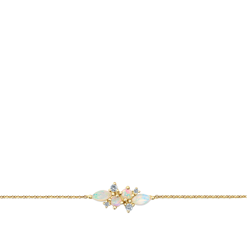 Elysian Diamond and Australian Opal Cluster Bracelet in 18ct Yellow Gold