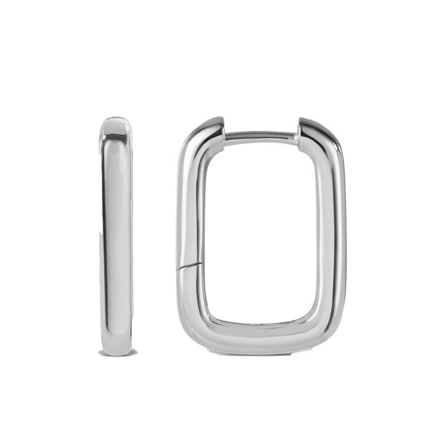 Paperclip Huggie Earrings in 18ct White Gold