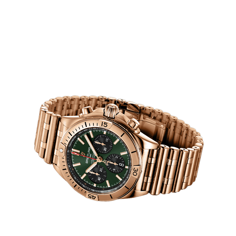 Breitling Chronomat B01 Chronograph Green 18ct Rose Gold 42.00mm