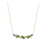 Elysian Tourmaline Peridot and Diamond Cluster Necklace in 18ct Yellow Gold