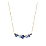 Elysian Tanzanite Topaz Sapphire and Diamond Necklace Cluster in 18ct Yellow Gold