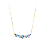 Elysian Tanzanite Topaz Sapphire and Diamond Necklace Cluster in 18ct Yellow Gold