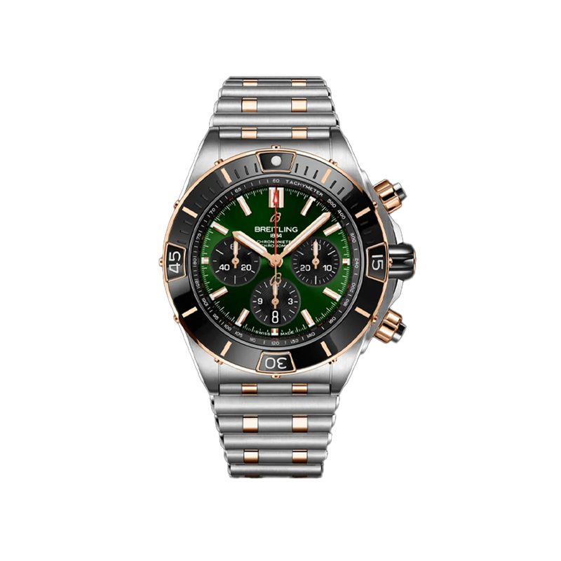 Breitling Super Chronomat Automatic Chronograph Green Stainless Steel and 18ct Rose Gold 44.00mm