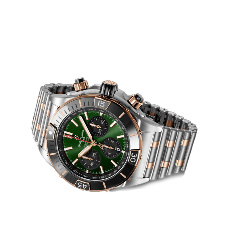 Breitling Super Chronomat Automatic Chronograph Green Stainless Steel and 18ct Rose Gold 44.00mm