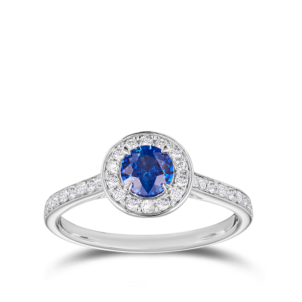 Ceylon Sapphire and Diamond Ring in 18ct White Gold