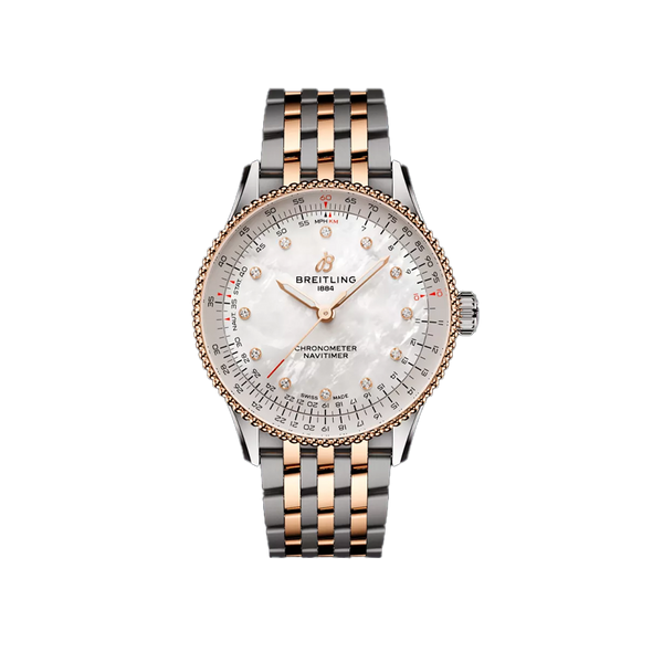 Breitling Navitimer Automatic Mother of Pearl Diamond Stainless Steel and 18ct Rose Gold 36mm