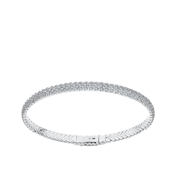 2.00 Carat Diamond Chevron Bangle in 14ct White Gold