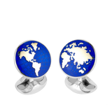 Sterling Silver Enamel World Cufflinks