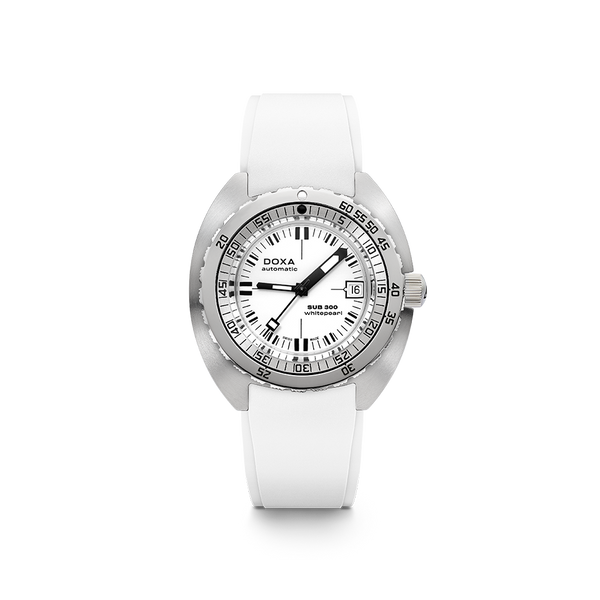 DOXA SUB 300 Whitepearl Stainless Steel Rubber Strap 821.10.011.23