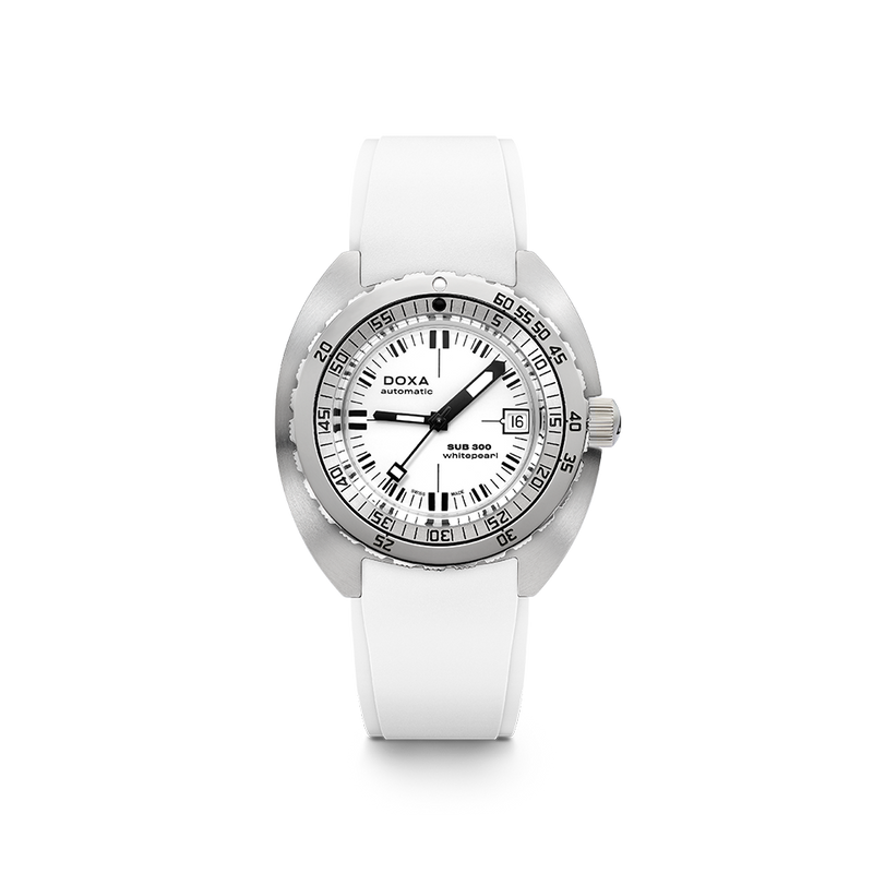 DOXA SUB 300 Whitepearl Stainless Steel Rubber Strap 821.10.011.23