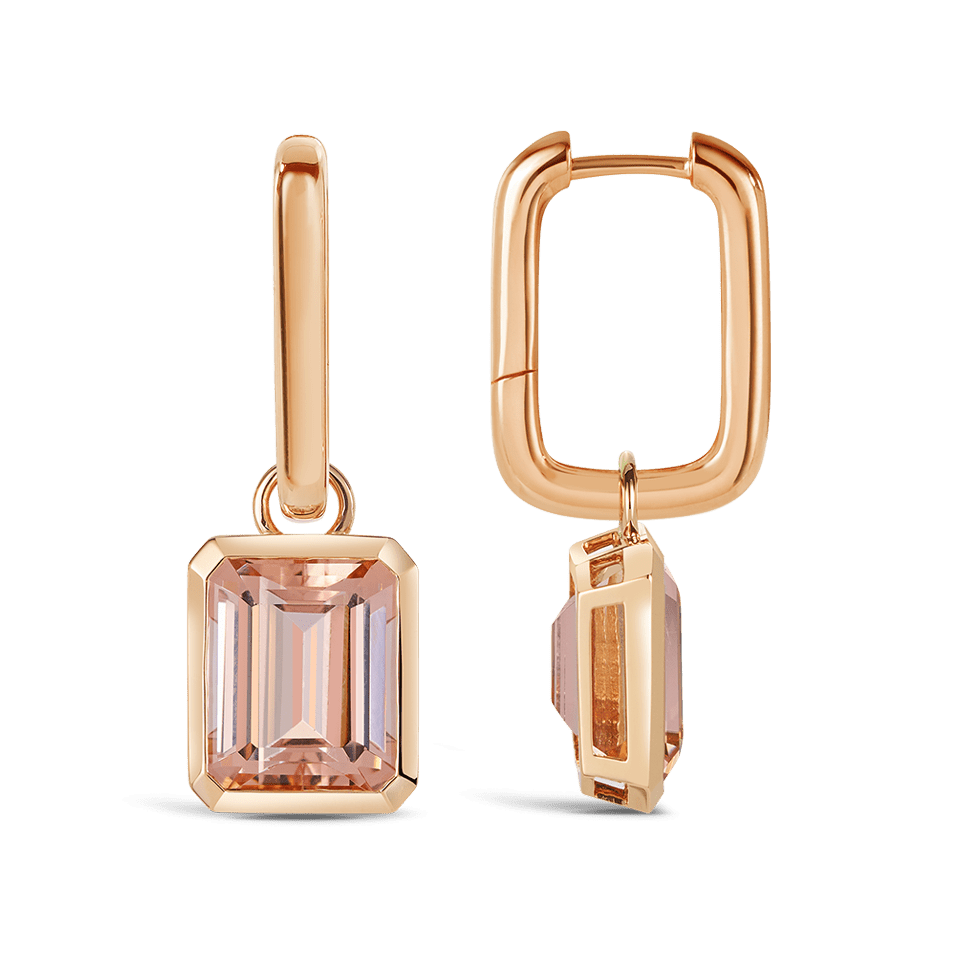 Morganite & Diamond Drop Earrings in 9ct Rose Gold - W.Bruford