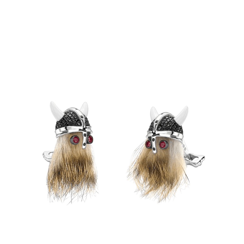 Sterling Silver and Back Spinel Hairy Viking Cufflinks Hardy Brothers Jewellers