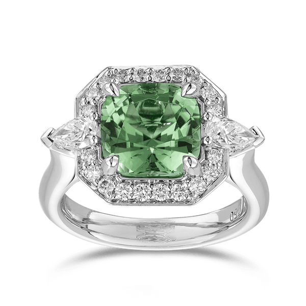 Green tourmaline and hot sale diamond ring