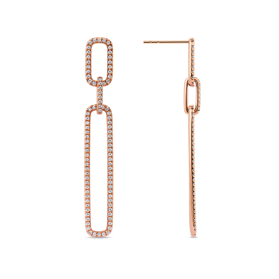 Rose Gold Diamond top Drop Earrings