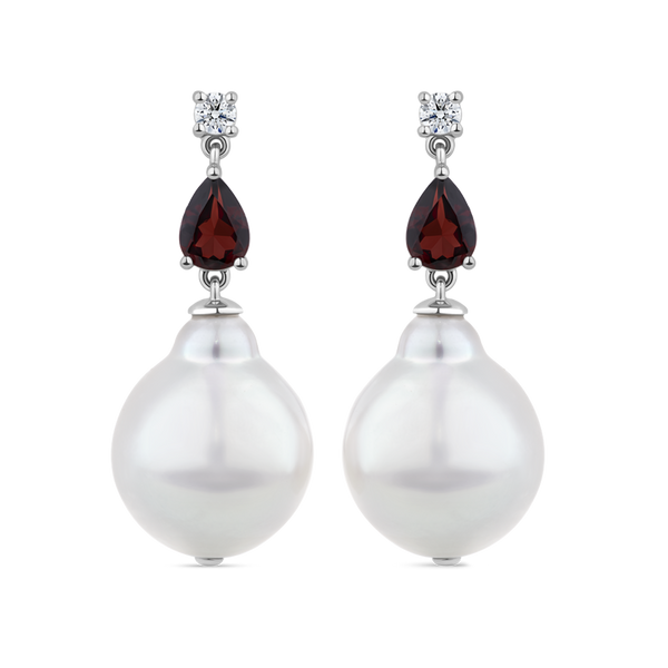 Garnet store pearl earrings